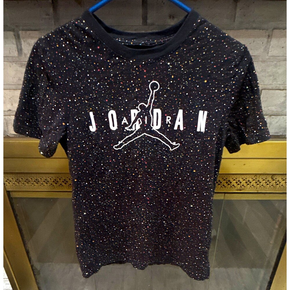 Jordan Boys Black Jumpman Logo Graphic Tagless Cotton Tee Crew Neck L 12-13